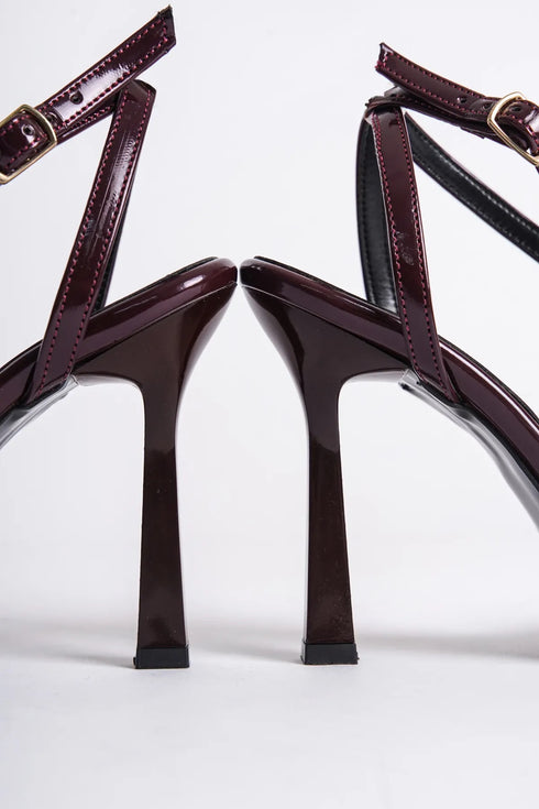 Women's Burgundy Strappy Heeled Shoes